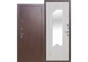Входная дверь с зеркалом «Ампир белый ясень»