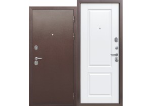 Входная дверь Металл-МДФ 9 см медный антик Белый ясень