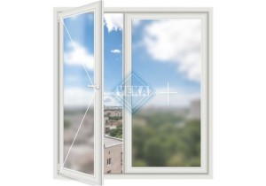 Двустворчатое окно VEKA EUROLINE 58 (поворотное + глухое)