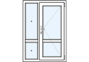 Балконная дверь VEKA WHS Halo 60 (двустворчатая, поворотная + с глухим окном)